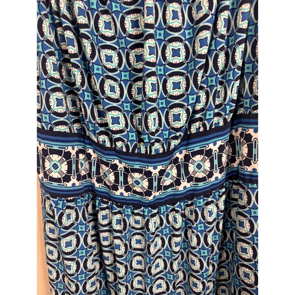 Max Studio Dress Womens XL Blue Geometric Empire Waist Excellent - Picture 7 of 10